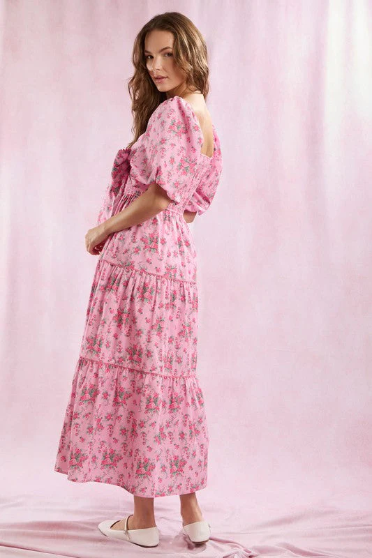 Robe Maxi à Imprimé Floral avec Détail Nœud pour Femme – Image 6